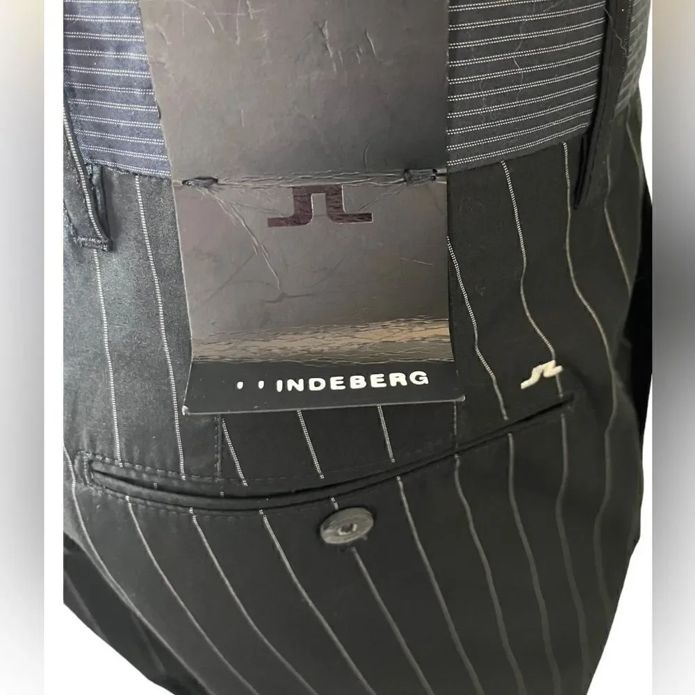 NWT J. Lindeberg Slim Fit F/F Black/White Pinstripe Casual Dress Pants Size 32